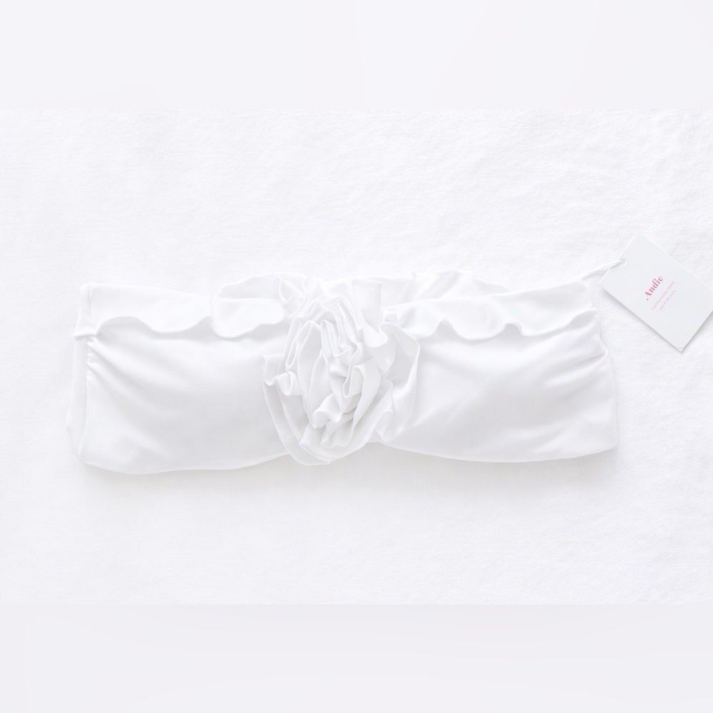 Andie White Floral Accent Bandeau Top